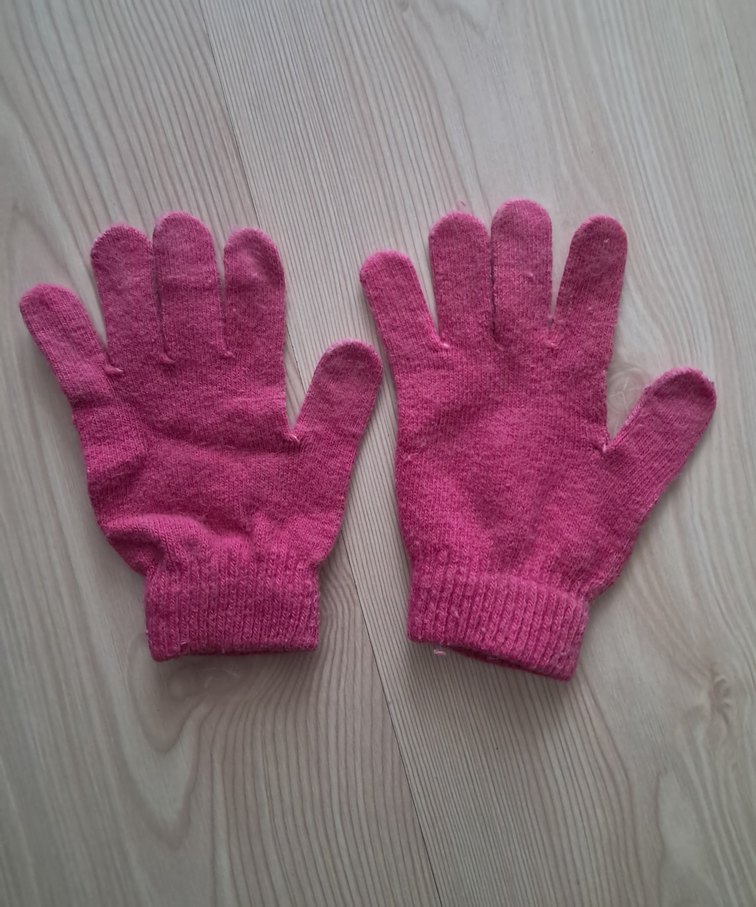 Kız Çocukları İçin Pembe Örme Eldiven - Görsel 2