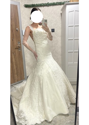 Balık Gelinlik Rimano Sposa 34-36 Eldivenli İşlemeli - Görsel 4