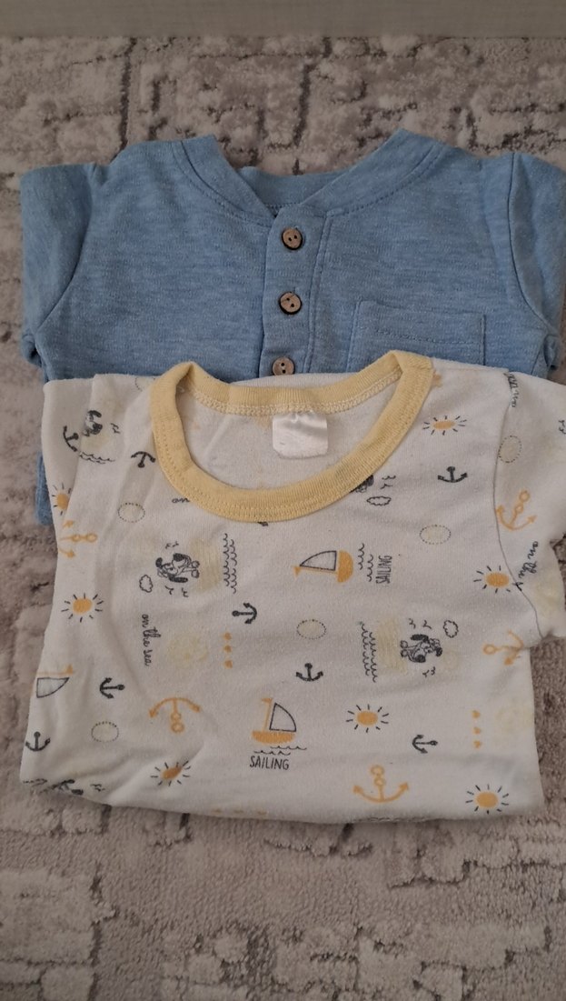 Uzun Kollu Mavi Pamuklu Bebek Body - Görsel 2