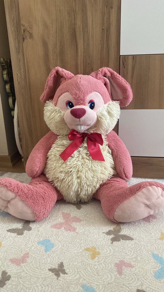 Pembe Peluş Oyuncak Tavşan - Görsel 2