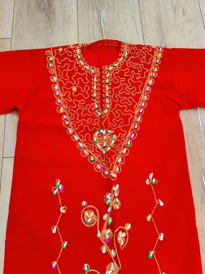 Nakışlı Boncuk İşlemeli Kırmızı çocuk bindallı kaftan - Görsel 2