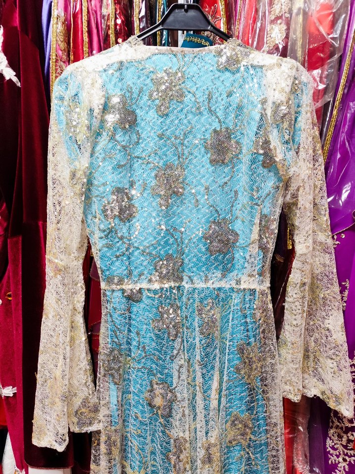 Dantelli Uzun Mavi Bohem Gelinlik abiye - Görsel 4