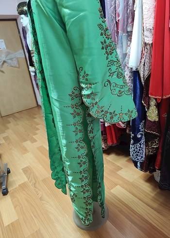 Uzun Kol İşlemeli Renkli Bohem Kadın Henna Elbise - Görsel 6