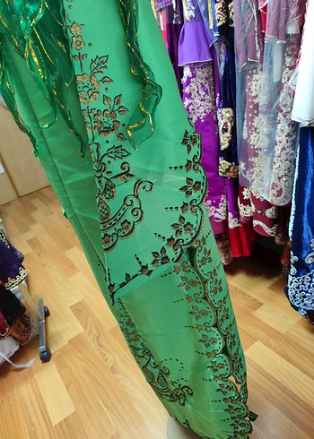 Uzun Kol İşlemeli Renkli Bohem Kadın Henna Elbise - Görsel 5