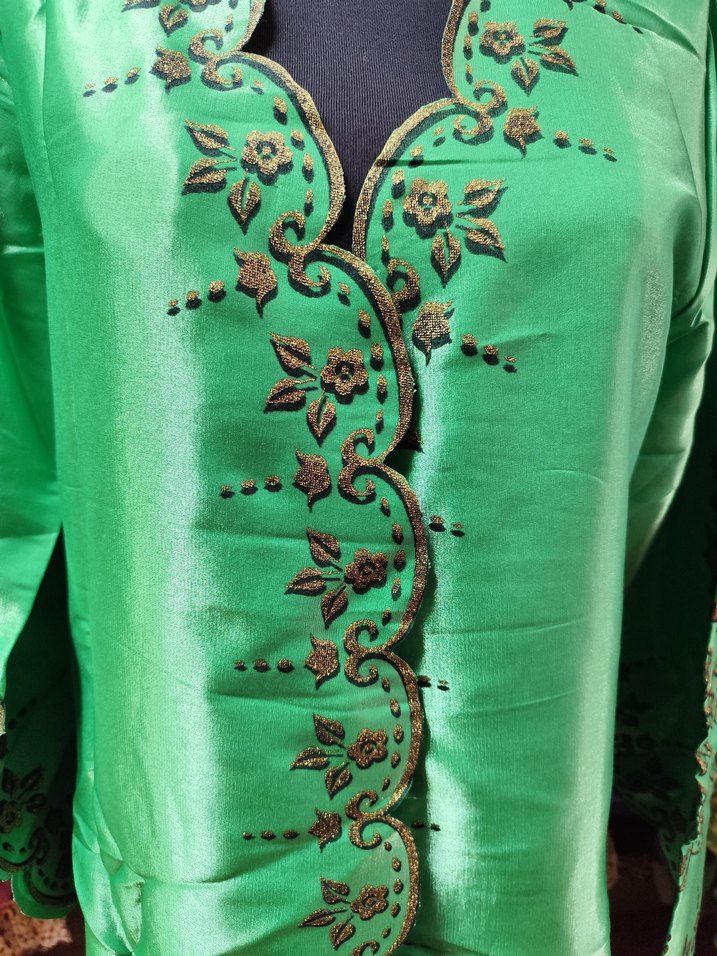 Uzun Kol İşlemeli Renkli Bohem Kadın Henna Elbise - Görsel 3