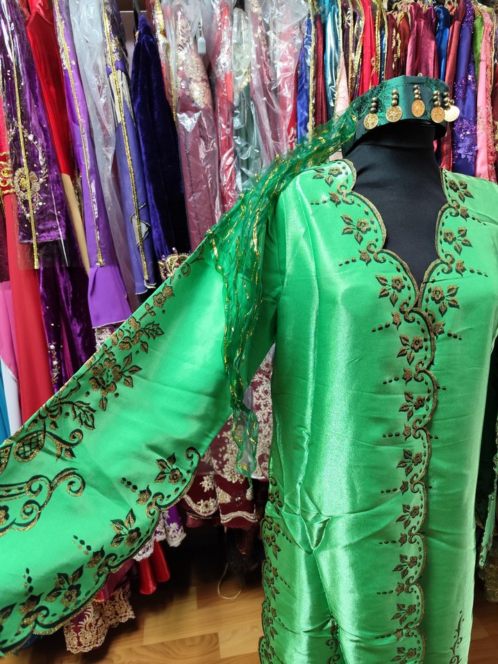 Uzun Kol İşlemeli Renkli Bohem Kadın Henna Elbise - Görsel 2