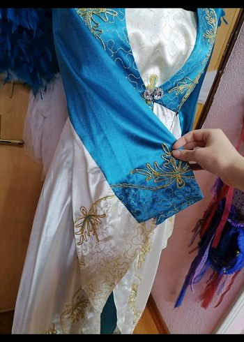 Mavi Nakışlı Uzun Kollu Bohem Kadın Bindallı - Görsel 3