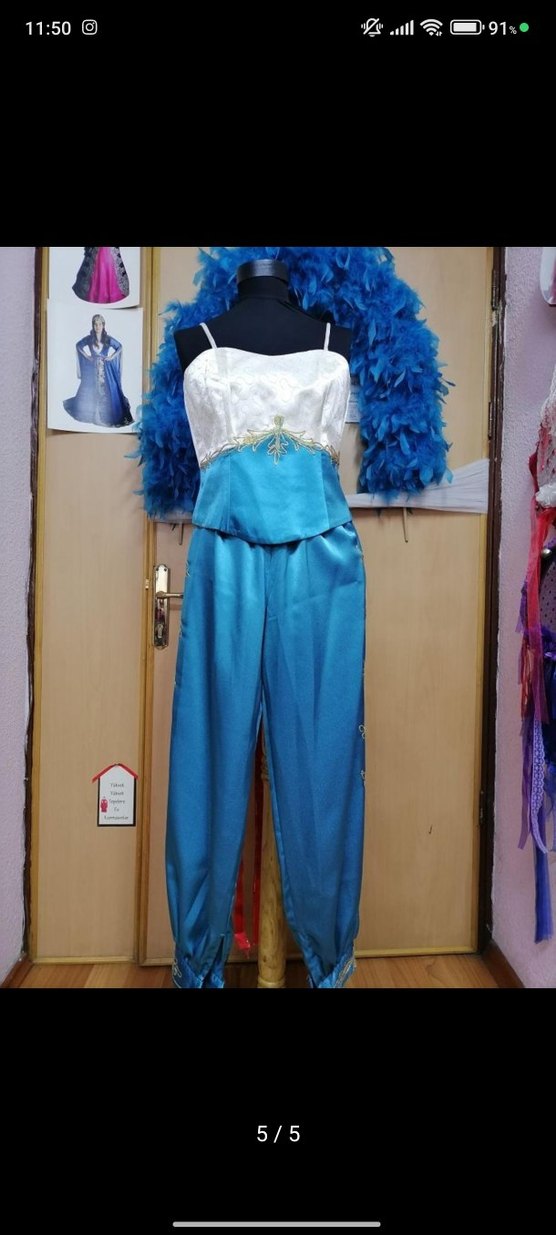 Mavi Nakışlı Uzun Kollu Bohem Kadın Bindallı - Görsel 5