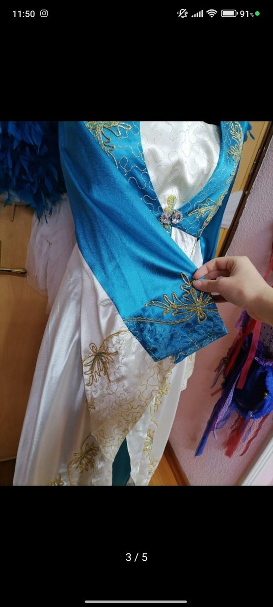 Mavi Nakışlı Uzun Kollu Bohem Kadın Bindallı - Görsel 3