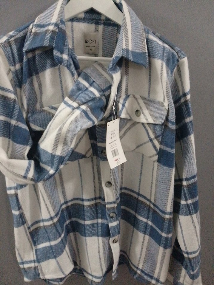 Mavi Kareli Uzun Kollu Pamuklu Gömlek - Görsel 4