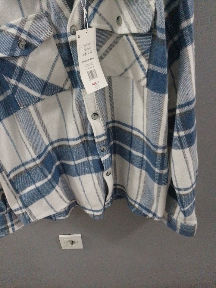 Mavi Kareli Uzun Kollu Pamuklu Gömlek - Görsel 2