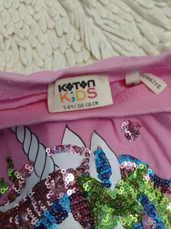 Pembe Payetli Kız Çocuk Tişörtü - Görsel 2