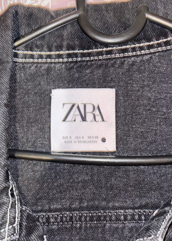 Zara Siyah Nakışlı Düğmeli Denim Ceket - Görsel 3