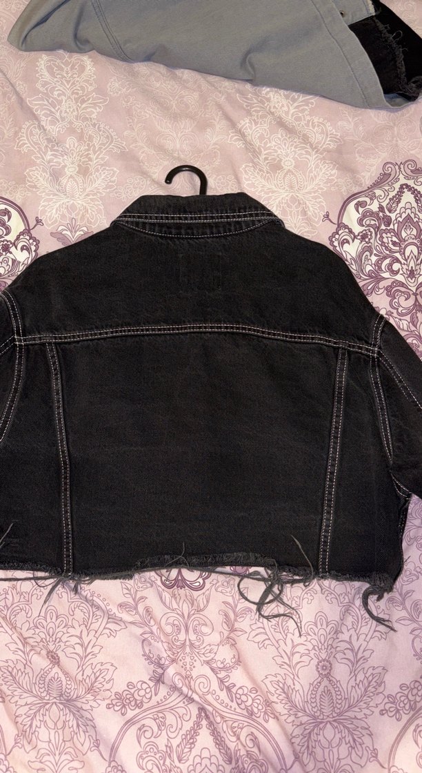 Zara Siyah Nakışlı Düğmeli Denim Ceket - Görsel 4