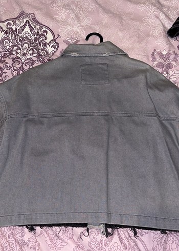 Zara Gri Düğmeli Oversize Denim Yelek - Görsel 4