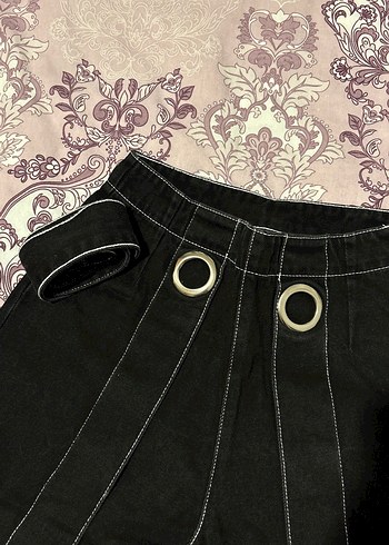 Siyah Düğmeli Geniş Kesim Kadın Kot Pantolon - Görsel 4