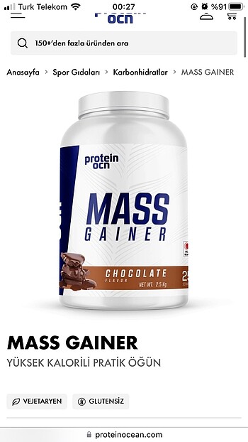 Beden Az kullanılmış-Protein OCN Mass Gainer ve BCAA+