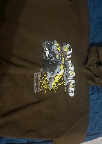 Kahverengi Kapüşonlu Unisex Sweatshirt - Görsel 2