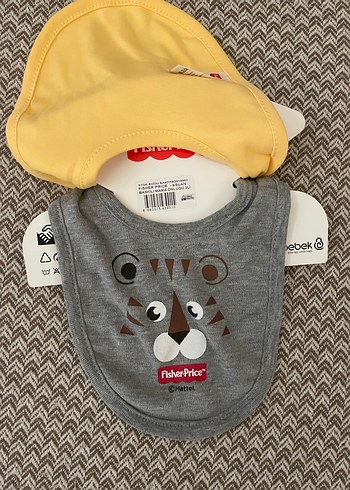 Fisher-Price Gri ve Sarı Desenli Bebek Önlüğü - Görsel 2