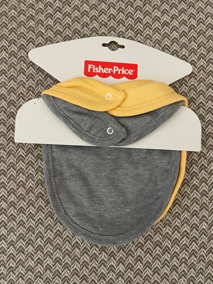 Fisher-Price Gri ve Sarı Desenli Bebek Önlüğü - Görsel 3