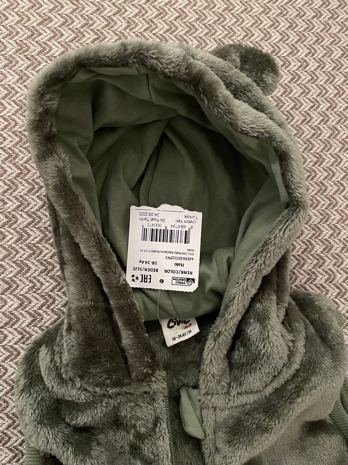 Haki Kapüşonlu Kulaklı Yelek - Görsel 2