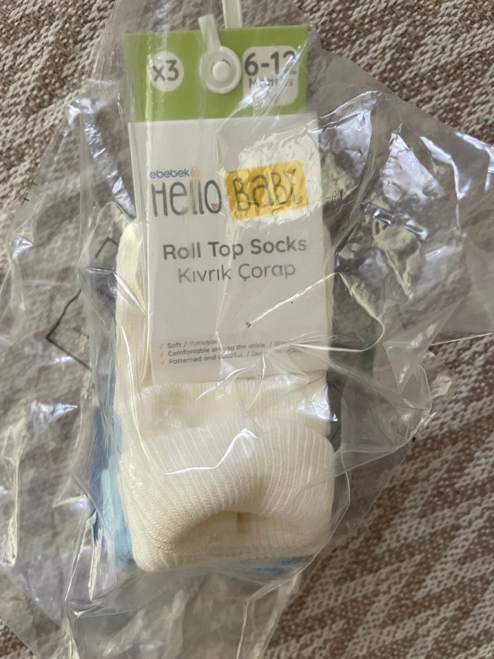 Erkek Bebek Pastel Bağlama Desenli Çorap 3'lü - Görsel 3