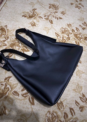 Kadın Siyah Deri Tokalı Günlük Çanta - Görsel 3