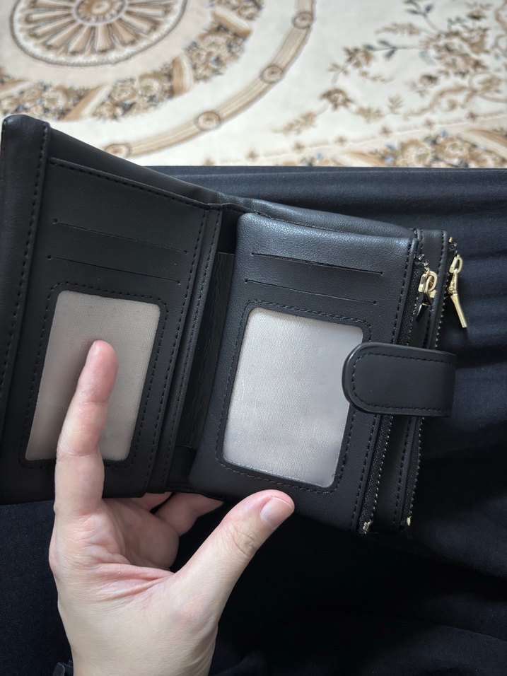 Siyah Deri Fermuarlı Kadın Cüzdanı - Görsel 3