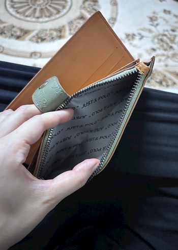 Kadın Deri Gri-Khaki Fermuarlı Cüzdan - Görsel 5