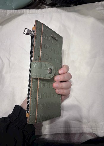 Kadın Deri Gri-Khaki Fermuarlı Cüzdan - Görsel 8