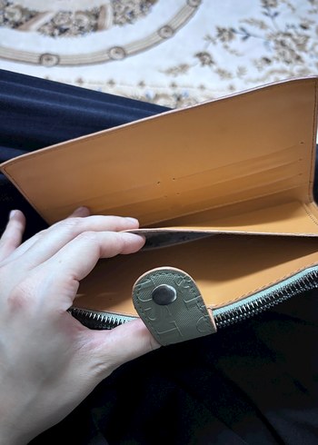 Kadın Deri Gri-Khaki Fermuarlı Cüzdan - Görsel 4