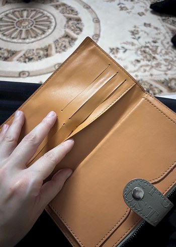 Kadın Deri Gri-Khaki Fermuarlı Cüzdan - Görsel 3