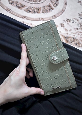 Kadın Deri Gri-Khaki Fermuarlı Cüzdan - Görsel 6