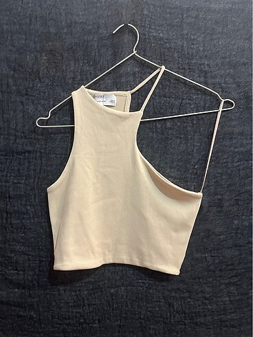 Bershka Bej Tek Omuz Askılı Crop XS