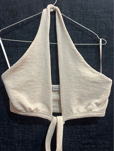 Stradivarius Krem Halter Yaka Bağlamalı Crop ? S Beden