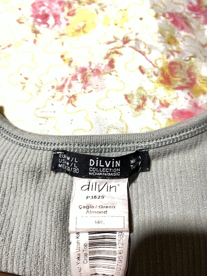 Gri Uzun Kollu Crop Top S beden - Görsel 2