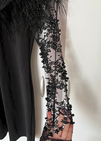 Siyah Nakışlı Kadın Elbise - Görsel 4