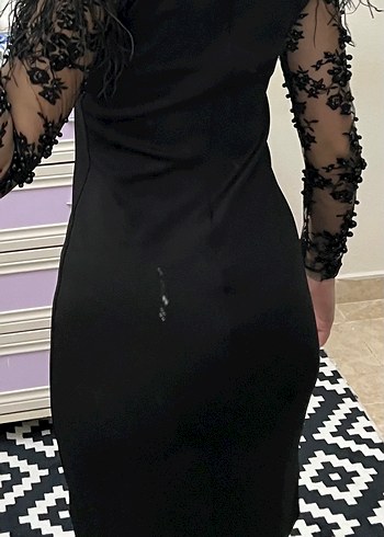 Siyah Nakışlı Kadın Elbise - Görsel 8