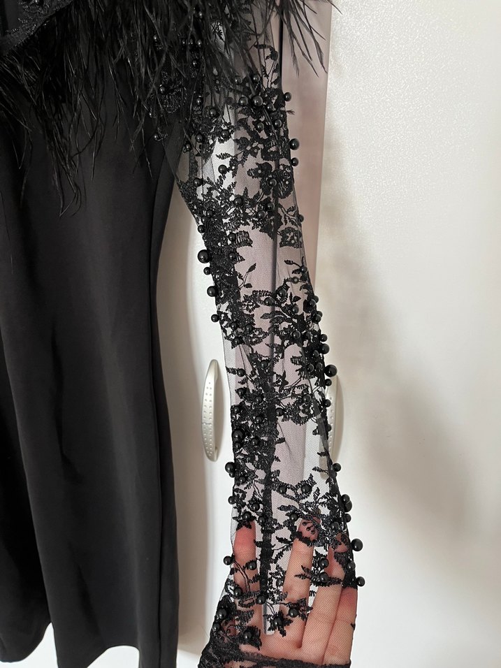 Siyah Nakışlı Kadın Elbise - Görsel 4