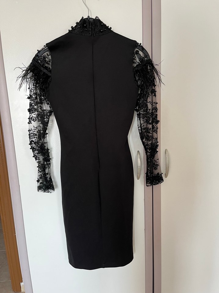 Siyah Nakışlı Kadın Elbise - Görsel 5