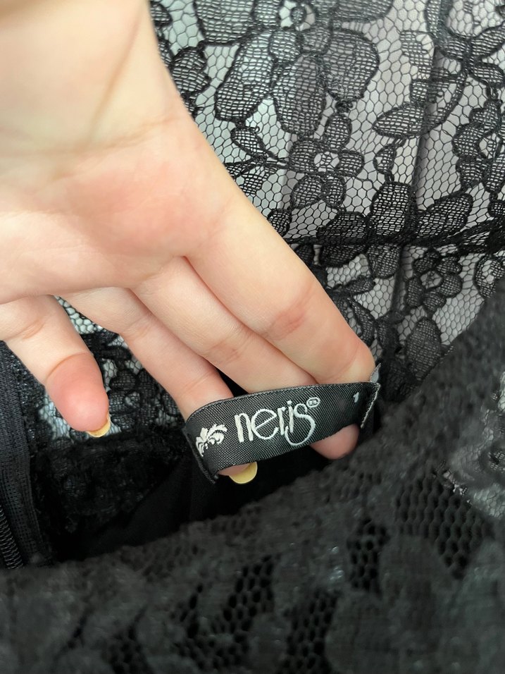 Dantel Detaylı Siyah Uzun Kollu Uzun Elbise - Görsel 3