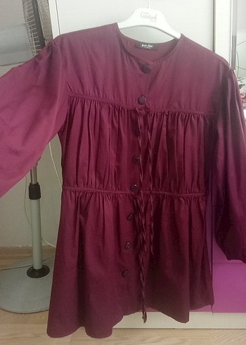 Düğmeli Bordo tunik