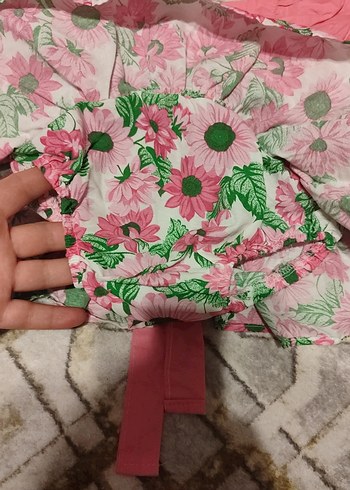 Diğer Pembe Fırfırlı Çiçek Desenli bebek Salopet