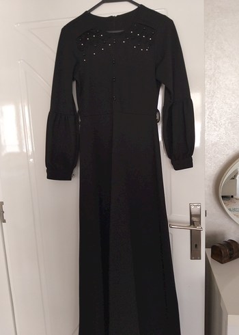Düğmeli Siyah Uzun Kollu Gotik Elbise