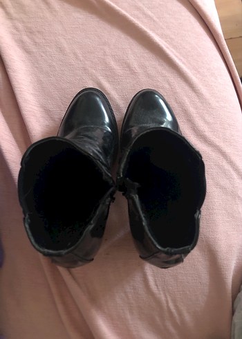 Siyah Deri Goth Blok Topuklu Bot - Görsel 2