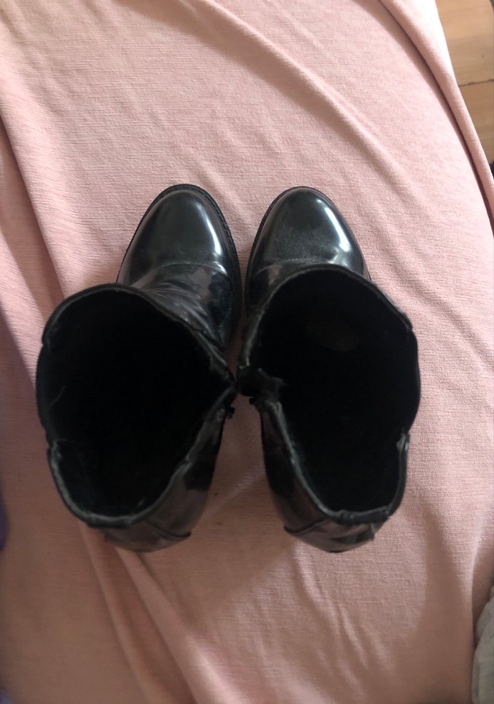 Siyah Deri Goth Blok Topuklu Bot - Görsel 2