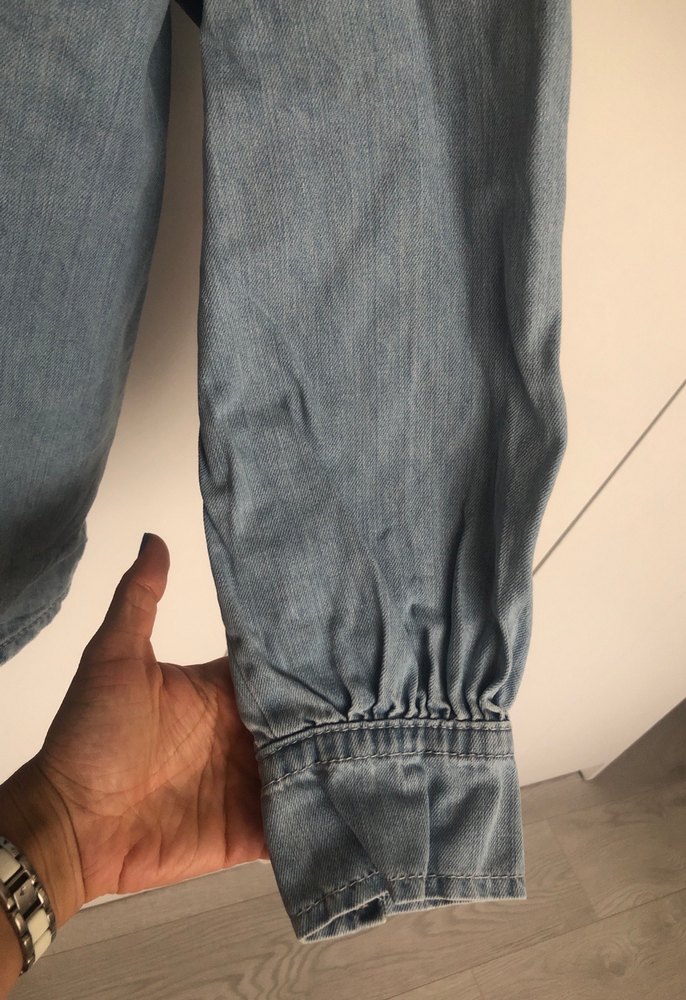 Düğmeli Mavi Kadın Denim Gömlek - Görsel 2