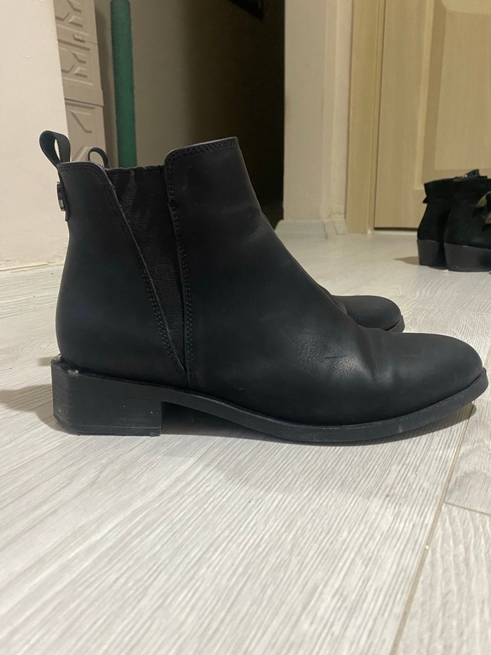 Siyah Kadın Bot, Tokalı, Kalın Topuklu - Görsel 5