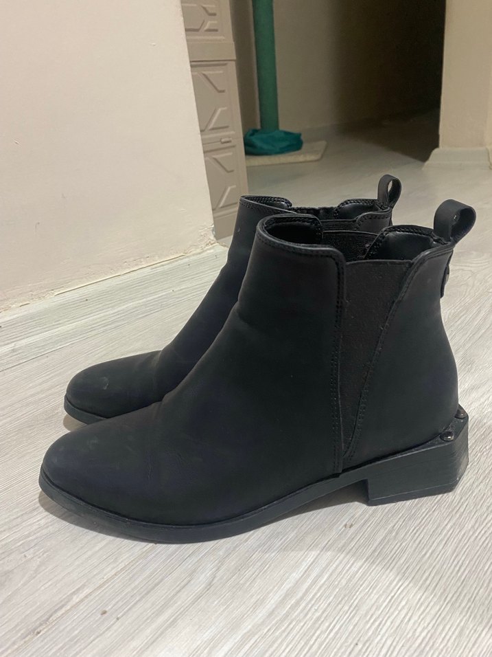 Siyah Kadın Bot, Tokalı, Kalın Topuklu - Görsel 2