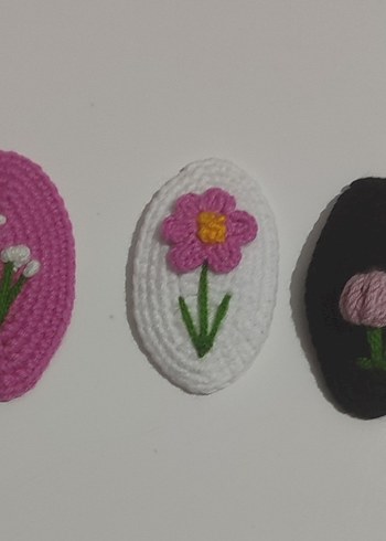 Örgü Çiçek Desenli Renkli Çocuk Toka Seti
